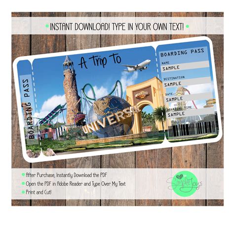 Universal Studios Printable Ticket
